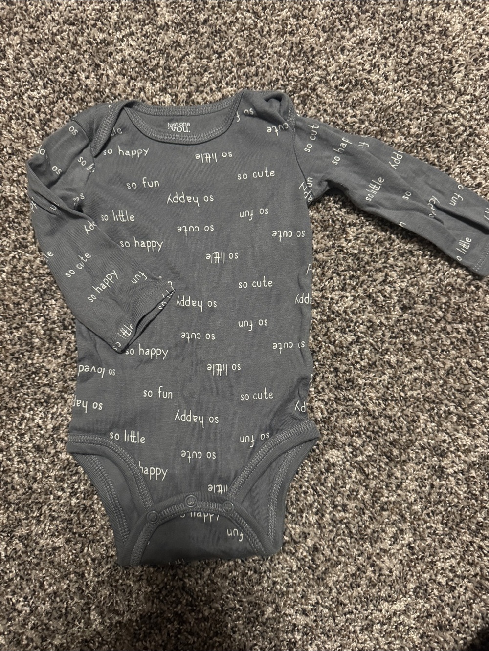 Carter's Gray Long-Sleeve Baby Bodysuit with White Text Print